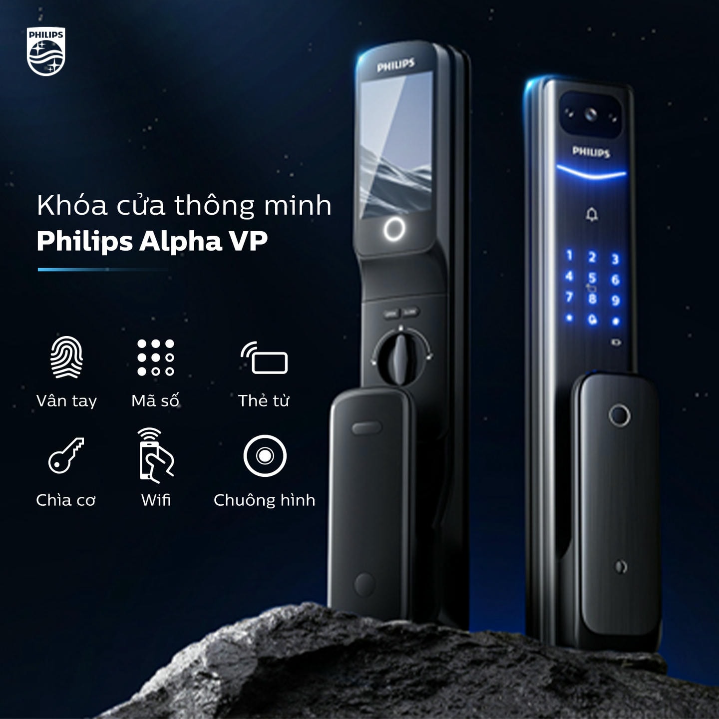 Khóa cửa vân tay Philips Alpha-VP 10 ds1