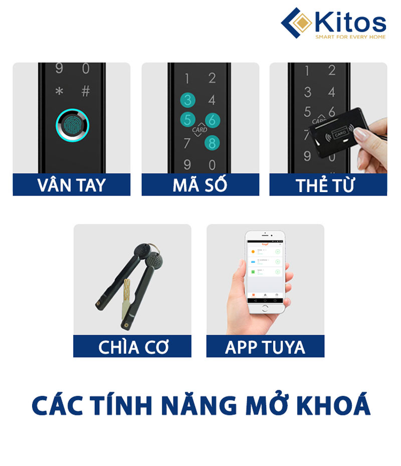 Khóa cửa nhôm mở qua App Kitos KT-AL38 PLus 2 al38 plus 1