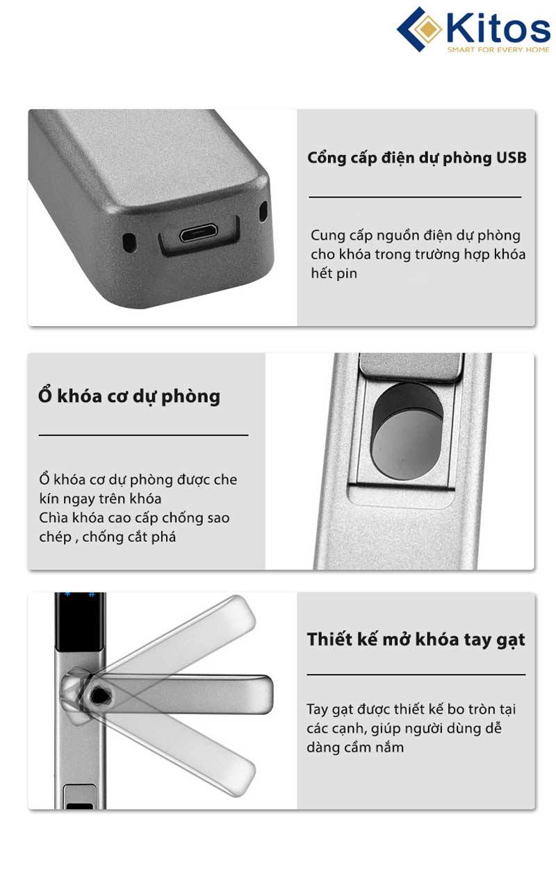 Khóa vân tay cửa nhôm Kitos KT-AL650 Plus 9 kitos al650 5