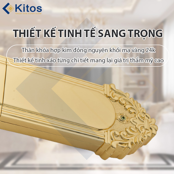 Khóa cửa vân tay tân cổ điển Kitos KT-C800 mạ vàng 24k 9 kitos kt c800 8