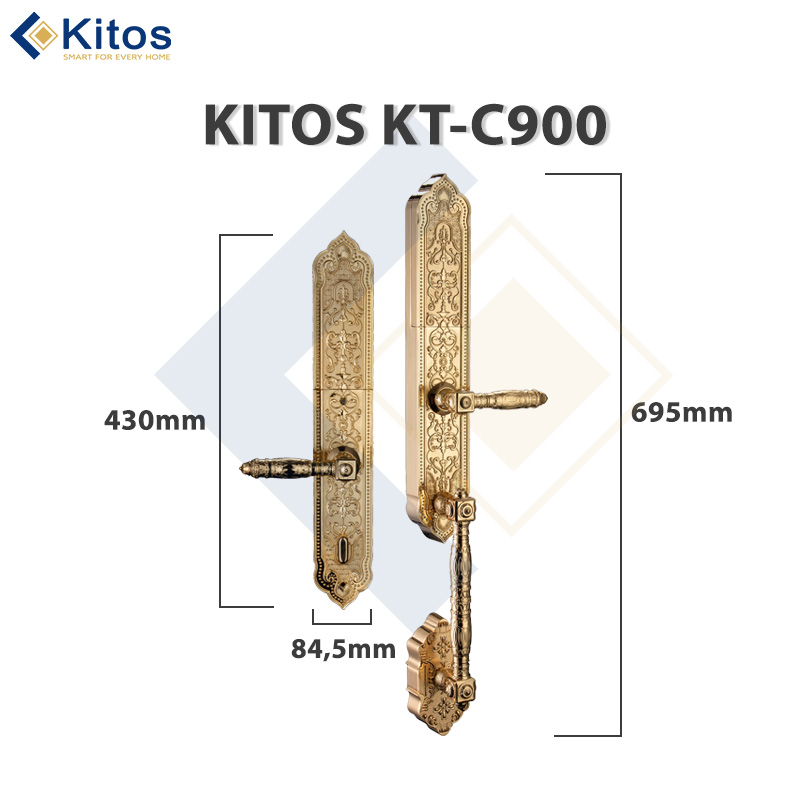 Khóa vân tay tân cổ điển Kitos KT-C900 mạ vàng 24k 2 kitos kt c900 1