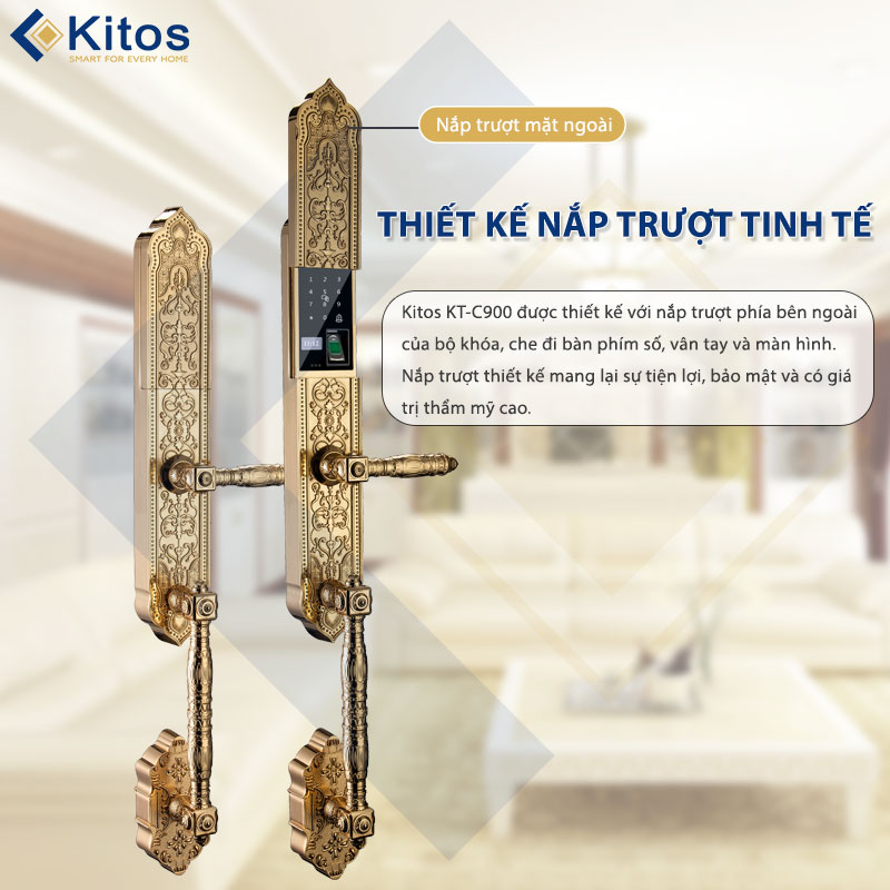 Khóa vân tay tân cổ điển Kitos KT-C900 mạ vàng 24k 5 kitos kt c900 4