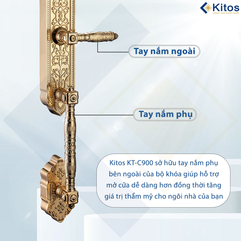Khóa vân tay tân cổ điển Kitos KT-C900 mạ vàng 24k 6 kitos kt c900 5